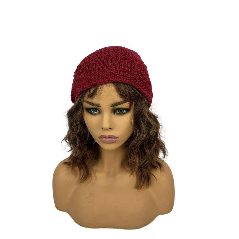 Handcrafted Deep Red Crochet Beanie Hat